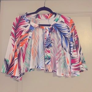 Multi Color Straight Dress with matching cropped cape jacket. Cape & Dress